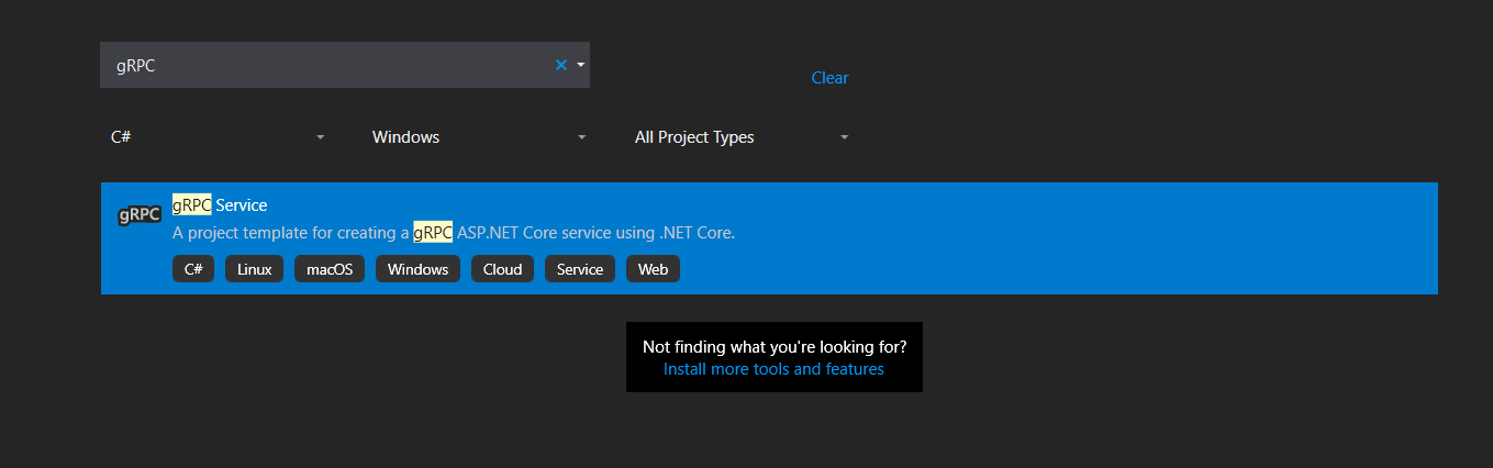 Creating a new project - gRPC Service
